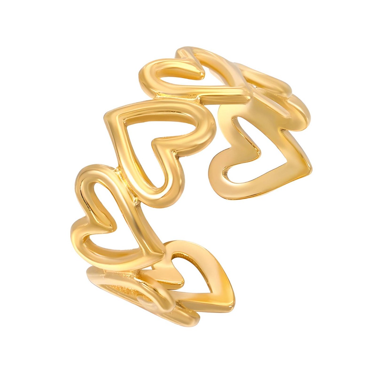 18K gold plated Stainless steel "Hearts" finger ring, Intensity 