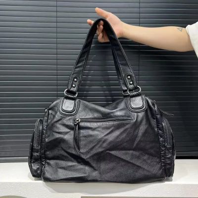 Women's Fashion Vintage Washed Soft Leather Tote Bag