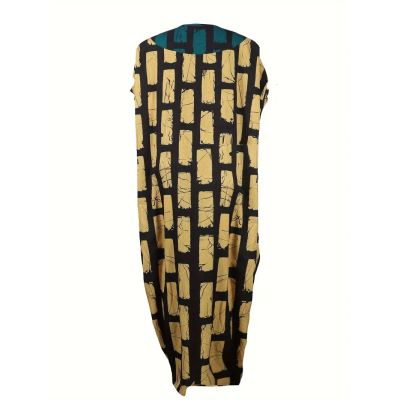 Elegant Color Block V-Neck Dress with Side Slit