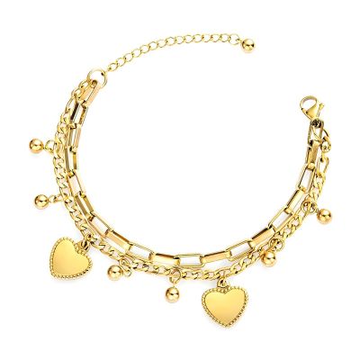 18K gold plated Stainless steel "Hearts" bracelet