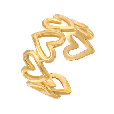 18K gold plated Stainless steel "Hearts" finger ring, Intensity 