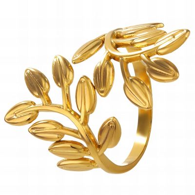 18K gold plated Stainless steel "Leaf" finger ring, Intensity 