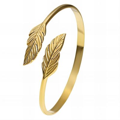 18K gold plated Stainless steel "Leafs" bracelet, Intensity